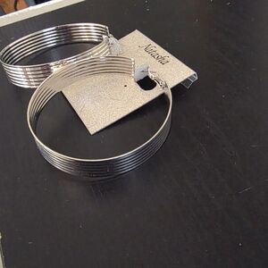 NATASHA LARGE SILVERTONE STATEMENT HOOP EARRINGS